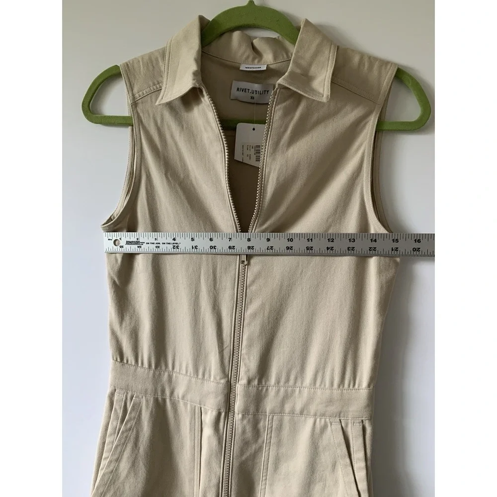 NWT Rivet Utility Westsider Jumpsuit, Sleeveless, Beige Light Khaki, Size XS - Picture 9 of 12